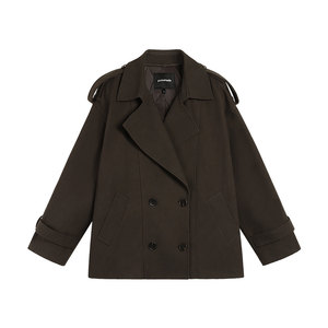 Pusumede suede short trench coat for women in autumn and winter new design and temperament small cotton top
