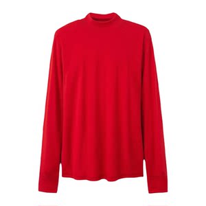 
Spring, autumn and winter women's all-pure cotton mid-high collar autumn coat single-piece cotton sweater, middle-aged and elderly mother's underwear