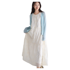 
October Mommy Pregnant Women Hollow Flower Dress 2026 New Spring and Autumn Outerwear French Breastfeeding Sleeveless Dress Spring Clothes