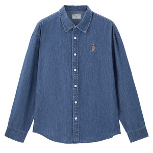 
Giordano denim shirt men's 2026 spring new pure cotton bear embroidered long-sleeved denim shirt 01045113