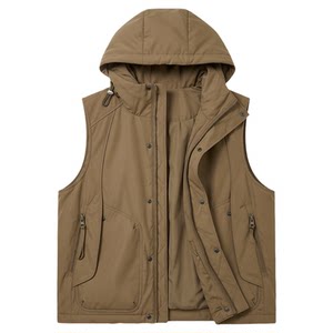 
90 duck down hooded workwear down vest for men 2026 winter thickened warm functional wind down jacket vest