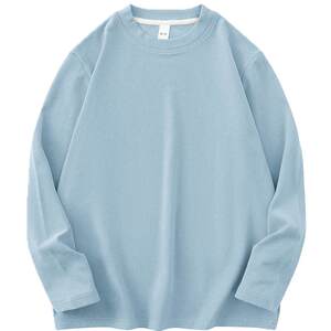 Double-sided German velvet base shirt round neck long sleeve T-shirt men's autumn and winter plus velvet thermal inner wear solid color top shirt
