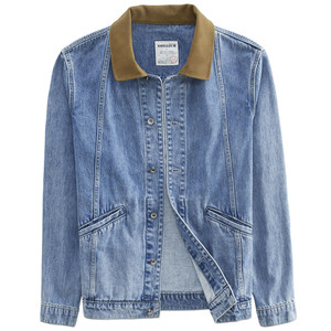
Hanxu old money style contrasting color square collar pure cotton denim jacket for men 2026 spring new retro casual jacket for men