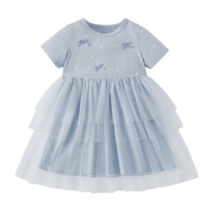 
[7A Antibacterial]Skirt Girls' New Children's Summer Bow Mesh Skirt Little Princess Skirt Baby Dress Summer