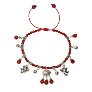 Red agate anklet for women summer red rope with bell sound 2025 new trendy foot rope twelve zodiac signs network
