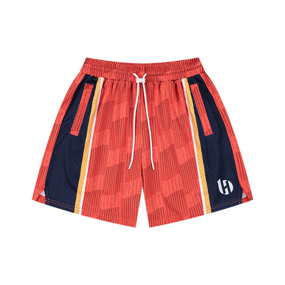 
BALLHO summer new American striped basketball mesh shorts men's loose sports quick-drying breathable quarter-finger pants