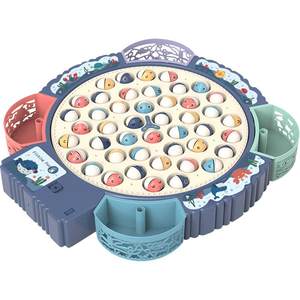 Electric rotation magnetic fishing toys Child puzzle early education multi -function music rotation fishing plate children gift
