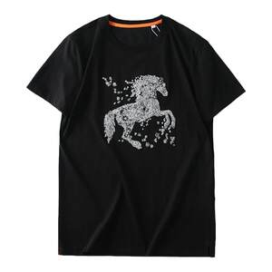 
DuPont cool mercerized cotton! The clouds are silky! Foreign trade men's summer light luxury embroidered short-sleeved T-shirt trendy