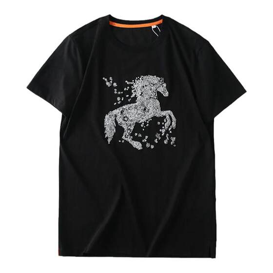 
DuPont cool mercerized cotton! The clouds are silky! Foreign trade men's summer light luxury embroidered short-sleeved T-shirt trendy