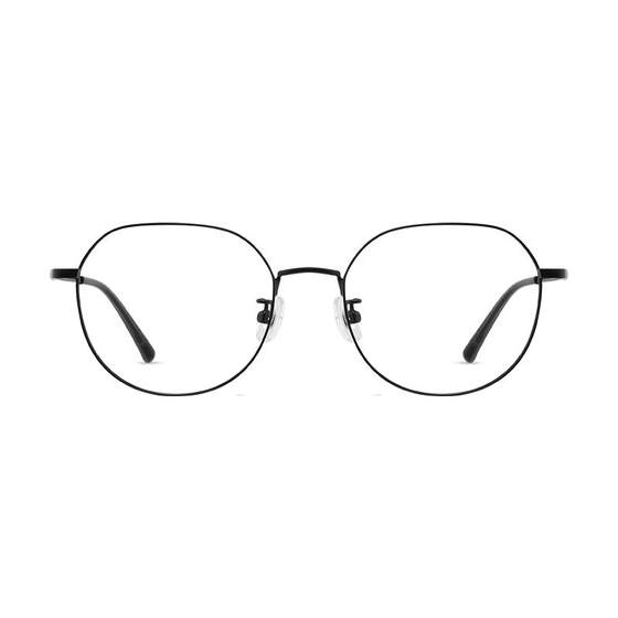 
Mingyue double anti-blue light glasses women's ultra-light big face myopia glasses frame flat light titanium metal 36052