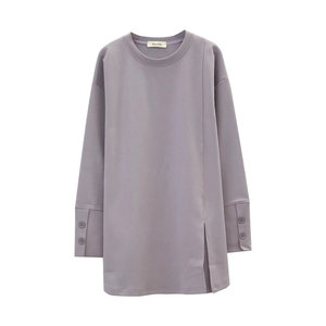 
Shirt sleeve maternity T-shirt Spring and Autumn new top long sleeve loose sweatshirt women's pure cotton lilac purple base shirt