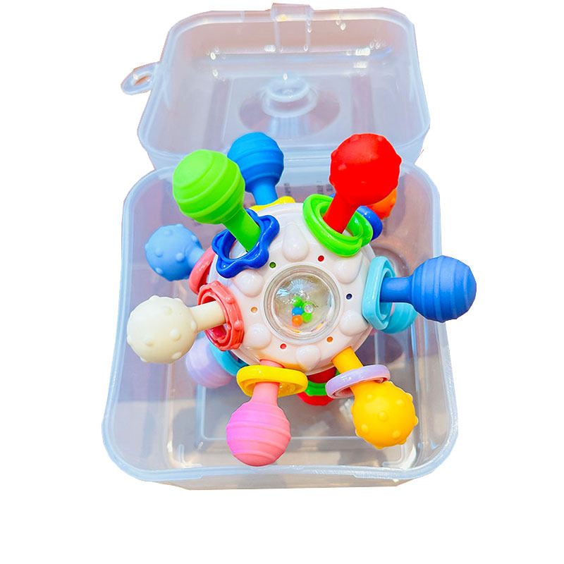 Teether Rattle Ball Baby Teething Ball Rattle Toy - 0-12 Months - Soft Sensory Grasping Toy