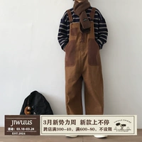 Весенние японские ретро подтяжки, штаны подходит для мужчин и женщин, свободный крой, в американском стиле, эффект подтяжки