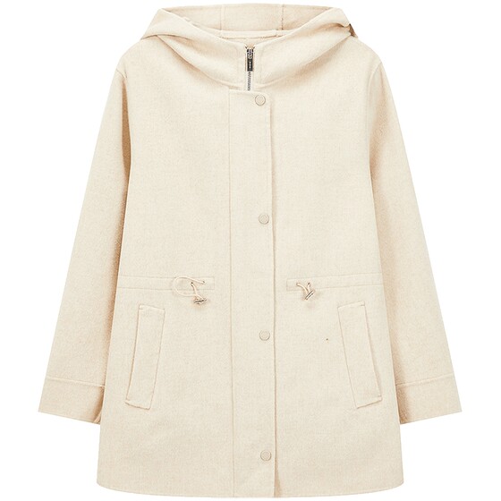 
BEANPOLE women's French style lazy temperament casual fashion solid color waist mid-length woolen coat