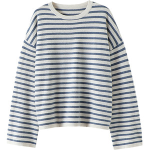 
Too beautiful and gentle! 100% pure cashmere sweater for women round neck striped wide sleeves pure cashmere sweater knitted sweater autumn and winter