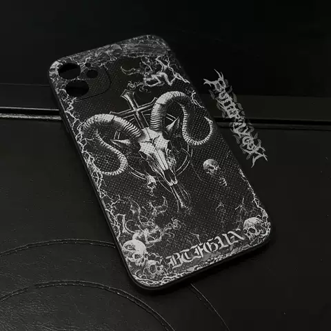 Dark Baphomet Skull Gothic Illustration Phone Case for iPhone 17, 16, 15, 14 and 13