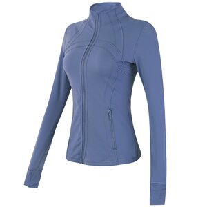 
Fitness girl stand collar yoga clothing top zipper jacket running tight height elastic slimming training sports jacket new