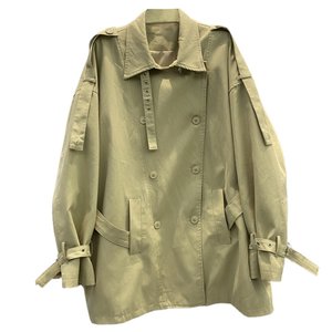 
Autumn new style Hong Kong style lazy relaxed lapel double-breasted windbreaker jacket waist slimming work jacket coat for women