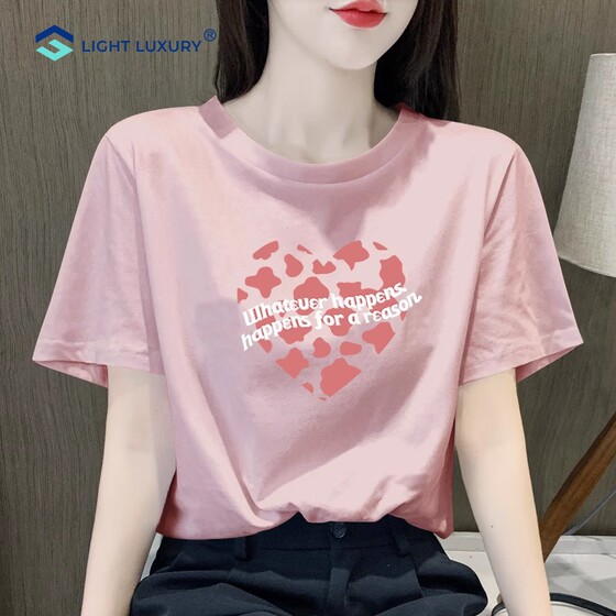 欧货短袖t恤女2024夏季新款纯棉显瘦设计感爱心上衣今年流行体恤