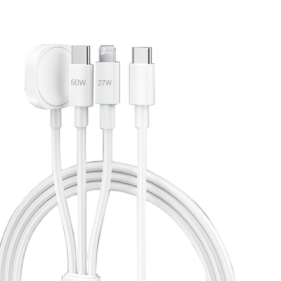 
Pinsheng three-in-one fast charging data cable 16 charging cable is suitable for Apple iwatchs1-11 generation watches iPhone17 mobile phones Huawei Android iPad tablet notebook typec three-head cable