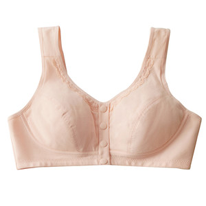 Girls underwear large size without steel ring thin cotton cotton library all cups to collect pair of breast fat MM front buckle development stage
