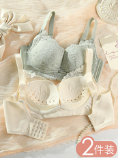 Бюстгальтер 乳胶内衣女薄款透气聚拢小胸上托收副乳防下垂无钢圈蕾丝文胸罩夏