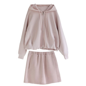 
Xu Dalian custom-made Korean style lazy hooded sweatshirt jacket short skirt two-piece casual sportswear suit for women