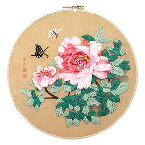 
Hand-made embroidery DIY fabric material bag set beginner embroidery ribbon embroidery set bag flower living room hanging painting