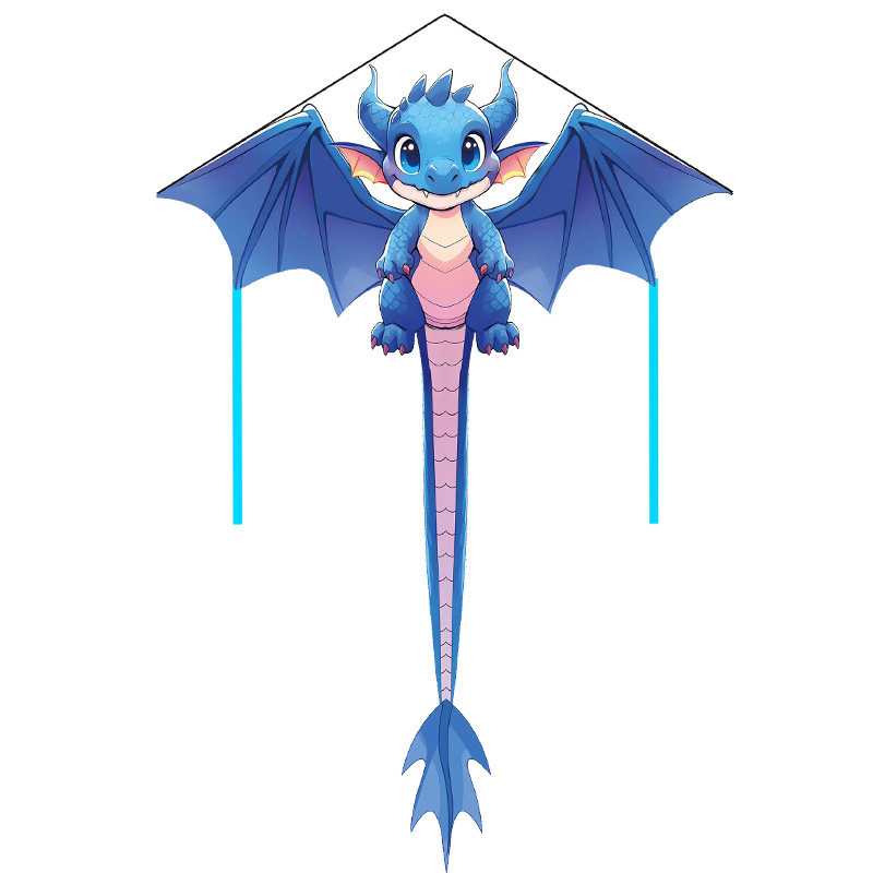 Cerf-volant Dragon Avec Canne à Pêche 70 Cm - Pour Enfants 8 Ans+, Facile à Faire Voler, 50 M De Ligne