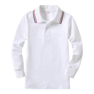 
Children's school uniform long-sleeved T-shirt Spring and Autumn Pure Cotton Men and Women's Middle and Large Children's White Top Polo Shirt Primary and Secondary School Student Class Clothing