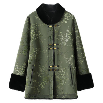 
New Chinese style mother's winter fur coat women's Tang suit