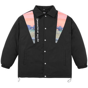 GENANX Lightning Wave Brand New China-Chic Loose Color Contrast Illustration Cotton Jacket Couple Coat Warm Cotton Jacket Men