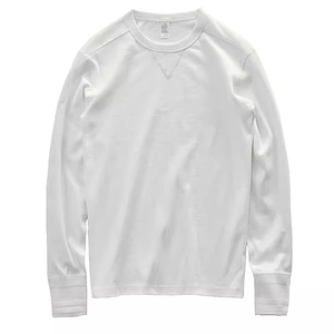 
American retro heavyweight pure cotton long-sleeved T-shirt men's solid color round neck slim top business casual bottoming shirt autumn trend