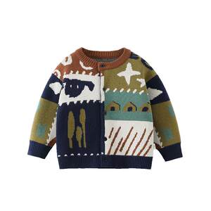 
Qi Qi Xiong Boys Cardigan Sweater Spring Baby Knitted Sweater Top Spring Jacket Children 2026 New Spring Clothing