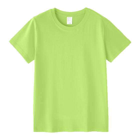 
Children's pure cotton color short-sleeved men and women round neck solid color T-shirt half-sleeved top kindergarten parent-child class uniform performance costume