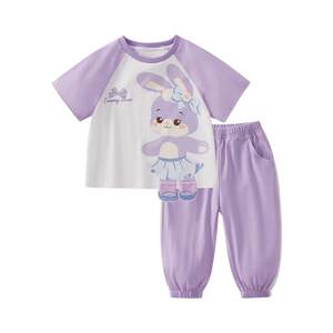 
Girls suits for summer children's short-sleeved sports two-piece set for baby summer antibacterial casual clothes for children's summer clothes