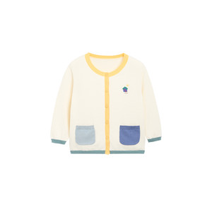 
whitewheat children's 26 spring new sweater for boys and girls pure cotton casual cardigan embroidered pocket sweater