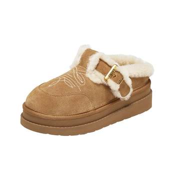
Scatto retro Birkenstocks warm plush fur shoes