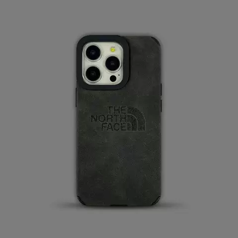 Alcantara Trendy Fashionable The North Face Dark Suede iPhone Case – iPhone 17, iPhone 16, iPhone 15, iPhone 14, iPhone 13