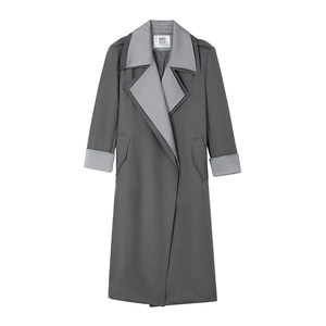 PAPERLLL Xinjian Contrast Color Collar Fake Two-Piece Design Trench Coat Women's 2025 New Autumn Long Coat Jacket
