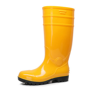 
Large size anti-smash and anti-thorn rain boots steel toe steel bottom yellow high tube acid and alkali resistance CE certified rain boots water shoes 48 size 50