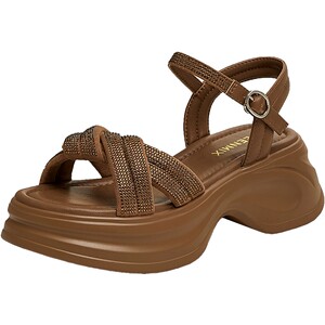 
Tianmeiyi Galaxy Walking One-Strip Rhinestone Heightening Thick Sole Sandals Women's Outdoor Fashion Sandals New Summer Style