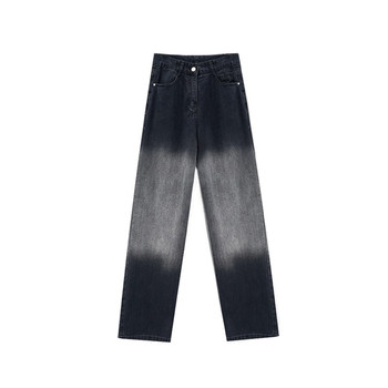 Black Washed Water Gradient denim pants female
