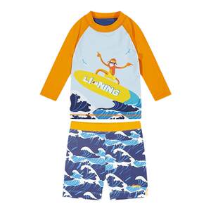 Li Ning genuine children's clothing children's swimsuit set boys 21 summer elastic swimwear swimming trunks set YSLR003

