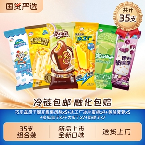 新品巧乐兹四个圈冰工厂奶提子冰淇淋雪糕组合装35支大布丁菠萝