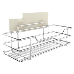 Bathroom strong suction cup soap rack with hook, wall-mounted drain large storage rack, punch-free soap box double layer