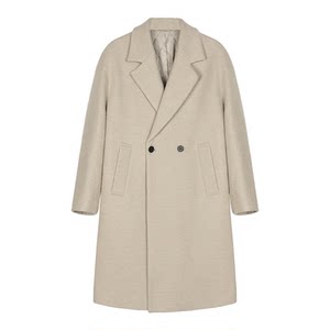 [Alpaca wool] Heavy cotton thickened wool woolen coat for men's mid-length double-breasted loose jacket