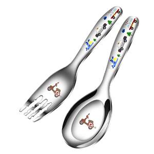 
Children's Ingot Spoon Stainless Steel Food Grade 316 Baby Eating Spoon Cartoon Household Spoon Fork Set