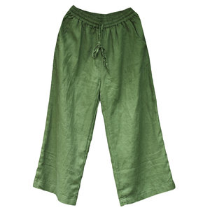 Nianjia literary women's retro linen pants nicknames loose high -waist straight pants casual pants cotton and linen wide -leg pants
