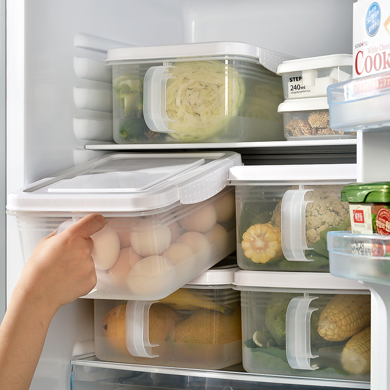 BELO 百露 日式厨房冰箱收纳盒塑料食物保鲜盒冰箱带盖水果蔬菜储物罐储物盒